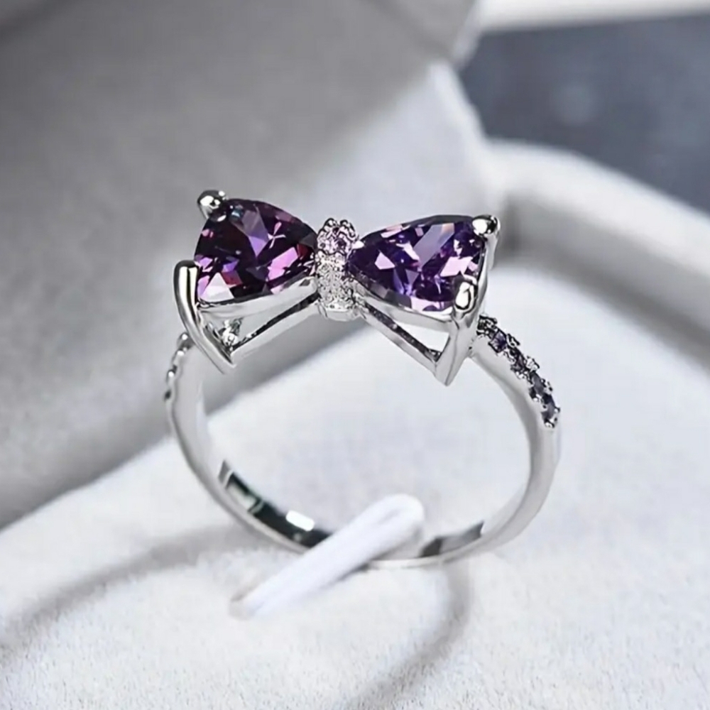 Elegant Purple Bow Ring, sz 9, NWT